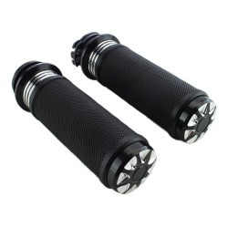 RP9930-2049B 1" 25mm CNC Edge Cut Handlebar Hand grips for Harley Sportster 883 1200 Touring Dyna Softail