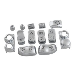 RP9940-4016C 13 PCS Control Switch Button Cap Kit for Harley Electra Glide FLHT, Street Glide FLHX, Ultra Limited FLHTK 2014-2024