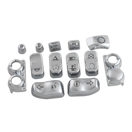 RP9940-4016C 13 PCS Control Switch Button Cap Kit for Harley Electra Glide FLHT, Street Glide FLHX, Ultra Limited FLHTK 2014-2024