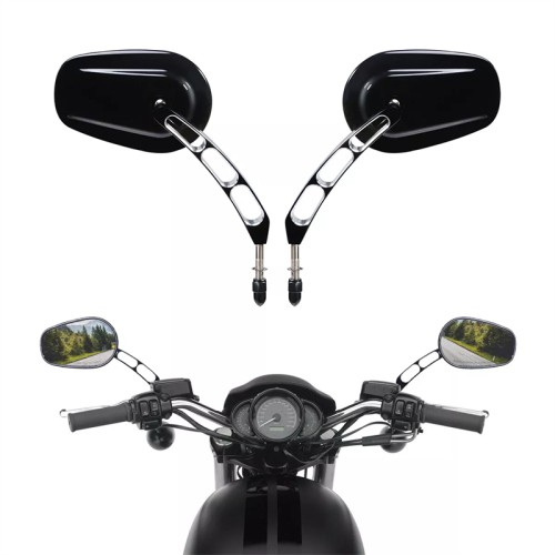 RP9980-1074 Aluminum Rear CNC Deep Cut Side Mirror for Harley Models 1982-later
