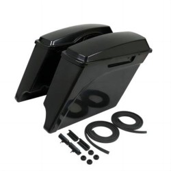 RP5530-1003 Streached Complete Black Hard Saddlebags Painted ,No Locks For Harley Touring Models 1993-2013