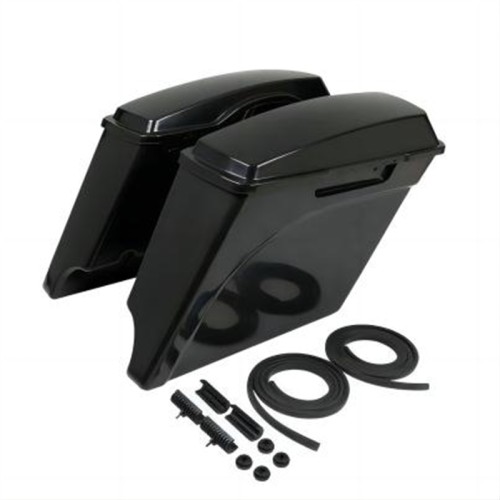 RP5530-1003 Streached Complete Black Hard Saddlebags Painted ,No Locks For Harley Touring Models 1993-2013