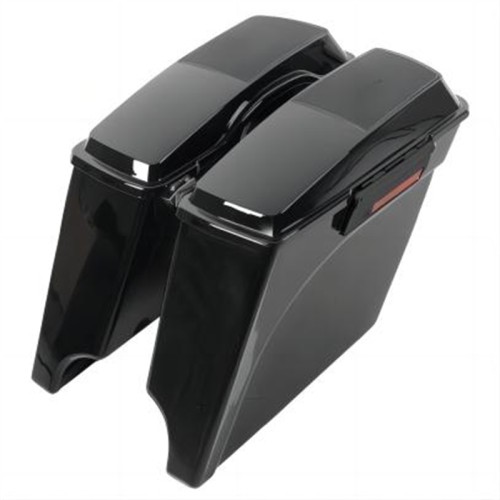 RP5530-1014 No Streached Complete Black Hard Saddle bags with Single 6*9 Slope saddlebag lids Full set Black Latches For Harley Touring Models 1993-2013