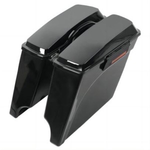 RP5530-1015 Streached Complete Black Hard Saddle bags with Single 6*9 Slope saddlebag lids Full set Black Latches For Harley Touring Models 1993-2013