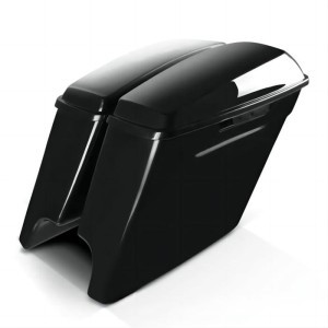 RP5530-1019 Streached Complete Black Hard Saddlebags No Paint No Locks For Harley Touring Models 2014-2023