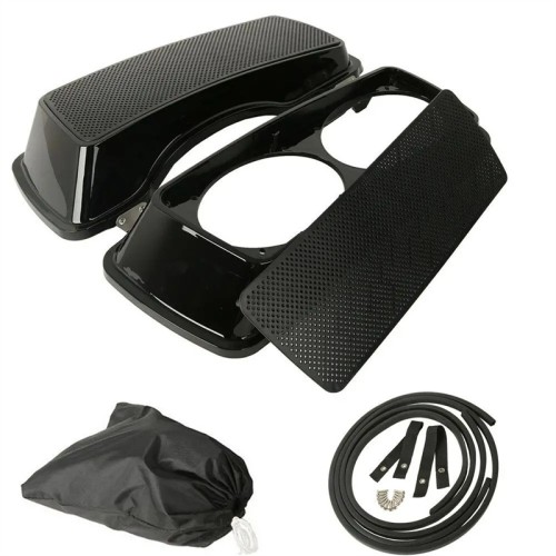 RP5534-1007B Saddlebag Lids Dual 6X9 Speaker lids With Speakers Painted Gloss Black For Harley Touring Models 1993-2013