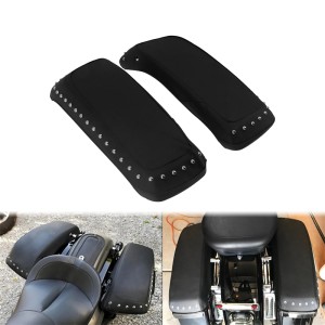 RP5534-1017B Motorcycle Saddlebag Lid Bra Covers Leather Bagger Audio Rain Dust Speaker Lids Waterproof For Harley Touring Models 2014-Later