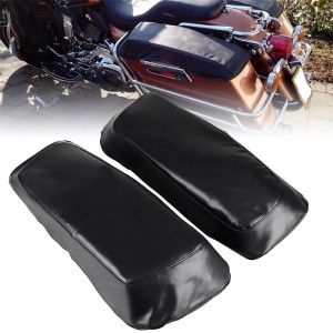 RP5534-1018B Motorcycle Saddlebag Lid Bra Covers Leather Bagger Audio Rain Dust Speaker Lids Waterproof For Harley Touring Models 2014-Later