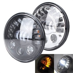 RP6610-1029 7" Headlight with White and Amber Light with Signal for Harley Davidson Street Glide Accessories Road King Electra Glide Fat Boy Heritage Softail Deluxe Ultra Limited Classic