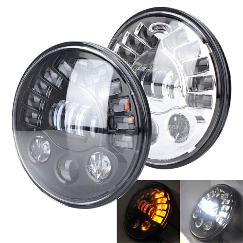 RP6610-1029 7" Headlight with White and Amber Light with Signal for Harley Davidson Street Glide Accessories Road King Electra Glide Fat Boy Heritage Softail Deluxe Ultra Limited Classic