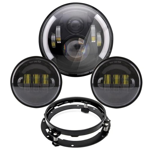RP6610-1055 7" Led Headlight 4.5 Passing Lamp for Harley Davidson Touring Road King Ultra Classic Electra Street Glide Tri Cvo Heritage Fat Boy Softail