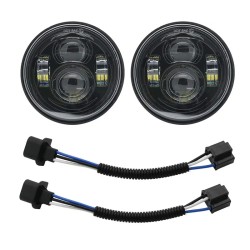 RP6620-1014B 4.65" Dual LED Headlights with H4 to H13 Adapters for Harley Davidson Touring Road King Ultra Classic Electra Street Glide Tri Cvo Heritage Fat Boy Softail
