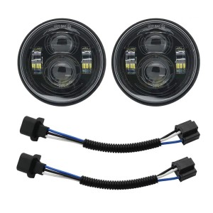 RP6620-1014B 4.65" Dual LED Headlights with H4 to H13 Adapters for Harley Davidson Touring Road King Ultra Classic Electra Street Glide Tri Cvo Heritage Fat Boy Softail