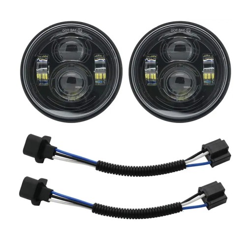 RP6620-1014B 4.65" Dual LED Headlights with H4 to H13 Adapters for Harley Davidson Touring Road King Ultra Classic Electra Street Glide Tri Cvo Heritage Fat Boy Softail