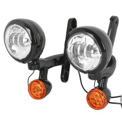RP6620-1015 4.5 Black Passing Lamp in Black Bracket and Turn Signals for Harley Electra Glide 1997-2013 Harley Road King Models 1994-2013 Harley FLHX Models 2006-2013 Harley FLHXXX Models 2010-2011