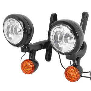 RP6620-1015 4.5 Black Passing Lamp in Black Bracket and Turn Signals for Harley Electra Glide 1997-2013 Harley Road King Models 1994-2013 Harley FLHX Models 2006-2013 Harley FLHXXX Models 2010-2011