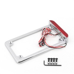RP6630-1004 3" Aluminum Universal Motorcycle LED License Plate Frame With LED Tail Brake Light for Harley Davidson