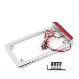 RP6630-1004 3" Aluminum Universal Motorcycle LED License Plate Frame With LED Tail Brake Light for Harley Davidson