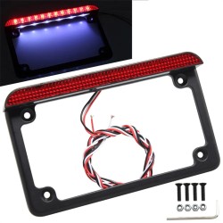 RP6630-1005 4"'x7" Aluminum Universal Motorcycle LED License Plate Frame With LED Tail Brake Light for Harley Davidson