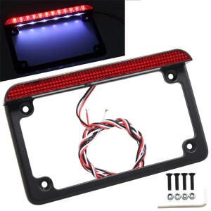 RP6630-1005 4"'x7" Aluminum Universal Motorcycle LED License Plate Frame With LED Tail Brake Light for Harley Davidson