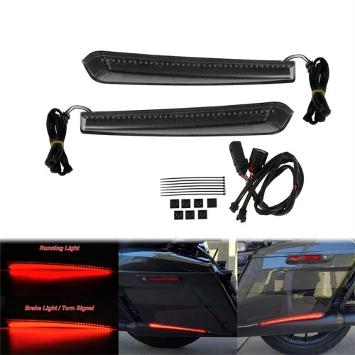 RP6640-3019 Motorcycle Smoke Rear Saddlebag Extended LED Red Run Brake Turn Signal Light For Harley Touring Models 2014-Later(except '23-later FLTRXSE,FLHXSE, '24 FLHX,FLTRX and FLTRXSTSE)