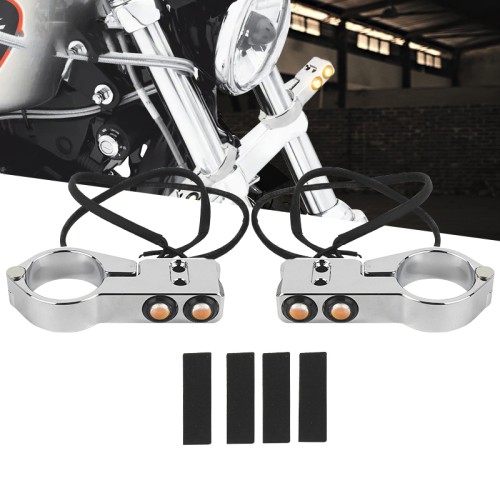 RP6640-6011 39MM 41MM Motorcycle LED Turn Signal Relocation Bracket Fork Clamp Mount For Harley Sportster 883 1200 Wide Glide