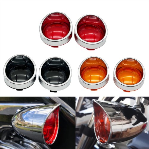 RP6640-7005 Motorcycle Turn Signal Light Blinker Lens Bezels Trim Ring Visor Cover For Harley Sportster XL Softail Dyna Touring FLHR FL