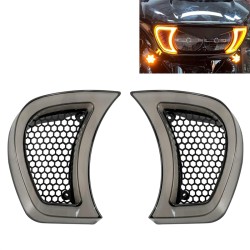 RP6640-8003 Motorcycle LED Headlight Vent Accents Light With Indicator Turn Signal Running Lamp Smoke For Harley Road Glide 2015-2024(except '23-later FLTRXSE, '24 FLTRX and FLTRXSTSE)