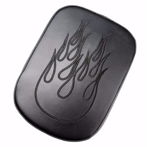 RP7711-1001B 8 Suction Cup Pillion Pad  Passenger Seat Flame Pattern for Harley Dyna Sportster Softail Bobber Chopper