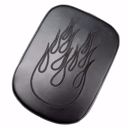 RP7711-1001B 8 Suction Cup Pillion Pad  Passenger Seat Flame Pattern for Harley Dyna Sportster Softail Bobber Chopper