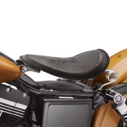 RP7720-0006Z Small Size Brown Leather Solo Seat with Skull Pattern for Harley Chopper Bobber Sportster Custom
