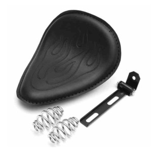 RP7720-0018B Flame Synthetic Leather Solo Seat for Harley Chopper Bobber Sportster Custom