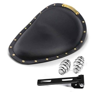 RP7720-0028B BlackLeather Spring Solo Seat Copper Rivets for Harley Chopper Bobber Sportster Custom