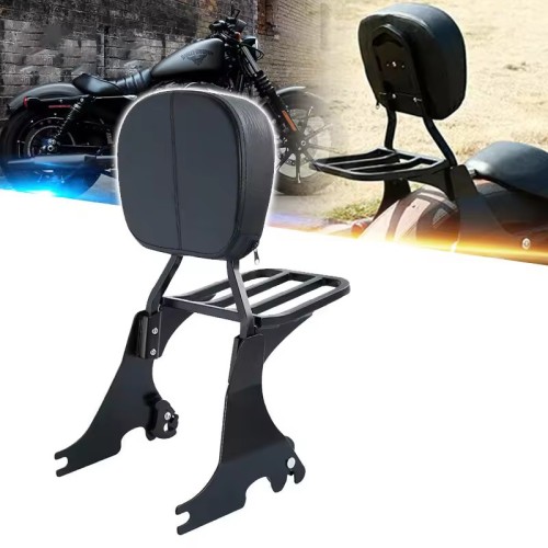 RP7771-3027 Motorcycle Sissy Bar Backrest with Luggage Rack for Harley Sportster XL Models 2004-2022