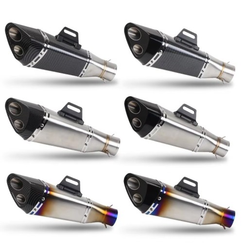 RP0520-1058 51mm Universal motorcycle Exhaust Double Hole Muffler For 51mm