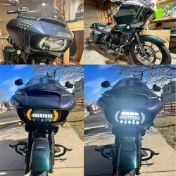 RP6611-1001B Motorcycle Projection Headlight DRL Turn Signal Lights With DOT Approved For Harley Road Glide 2015-2024 Harley Road Glide 3 FLTRT Trike Models 2023-Later (except '23-later FLTRXSE, '24 FLTRX and FLTRXSTSE)
