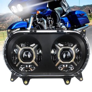 RP6610-1086B Motorcycle Acssories DRL Headlight With X Shape Halo With DOT E-mark Approved For Harley Road Glide 2015-2024 Harley Road Glide 3 FLTRT Trike Models 2023-Later (except '23-later FLTRXSE, '24 FLTRX and FLTRXSTSE)