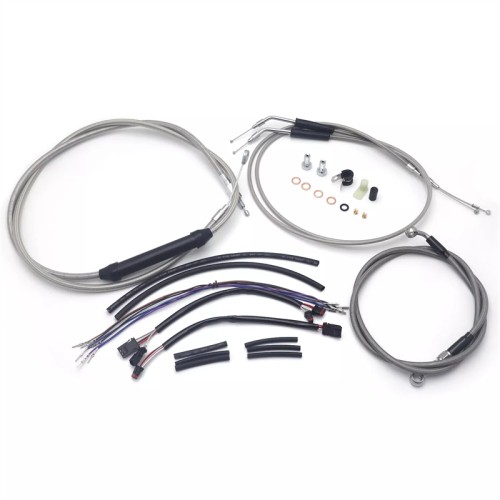 Motorcycle 12/14/16" Ape Handlebar Extended Cable Kit Line Extension For Harley Softail Custom FXSTC 2007-2010