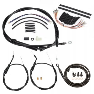 Motorcycle 12/14/16" Handlebar Wire Kit Extended Clutch Cable & Throttle & Idle Cable & Brake Line & CAN-Bus & Front Turn Signals Extension Wire Harness Kit For Harley Touring Models 2000-2006