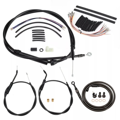 Motorcycle 12/14/16" Handlebar Wire Kit Extended Clutch Cable & Throttle & Idle Cable & Brake Line & CAN-Bus & Front Turn Signals Extension Wire Harness Kit For Harley Touring Models 2000-2006