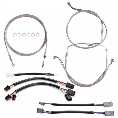 Motorcycle 12/14/16" Handlebar Brake Line Clutch Throttle Cables For Harley Touring Road King Road Glide Street Glide Without ABS 2017-2020