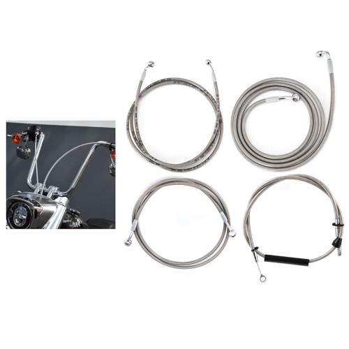 Motorcycle 12/14/16" Handlebar Cable Brake Line Clutch Cable Kit For Harley Touring Electra Glide Ultra Limited With ABS 2021-2023