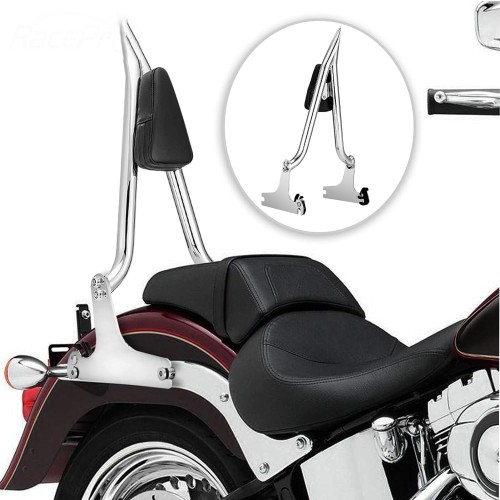 RP7771-2071 24" Tall Sharp Style Sissy Bar 1.3" Fat Passenger Backrest Bar Detachable Compatible For Harley Softail Fatboy FXST FXSTB FXSTS 2006-2017