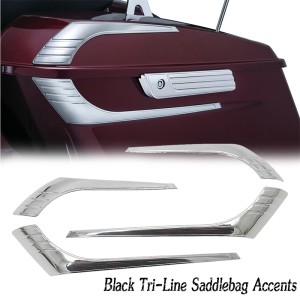 RP5538-1005 Motorcycle Tri-Line Saddlebag+Tour Pak Pack Lid Accents For Harley Touring Models 2014-Later