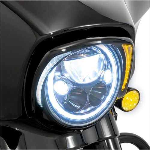 RP6610-3073 Motorcycle Headlight Bezel Trim Ring With Amber Turn Signal For Harley Electra Glide FLHT, Street Glide FLHX, Ultra Limited FLHTK 2014-2024  Harley Tri Glide Models  2014-Later (except '23-'24 FLHXSE and '24 FLHX