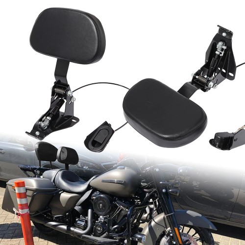 RP7770-1034B Motorcycle Adjustable Full Forward Backrest For Harley Touring Models 2009-Later(except '21-later FLH, '23-later FLHFB, '24 FLHXSE, FLTRXSE and FLTRXSTSE)