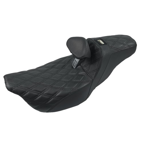 RP7730-1075 Motorcycle Two-up Seat With Backrest for Harley Touring Models 2009-Later