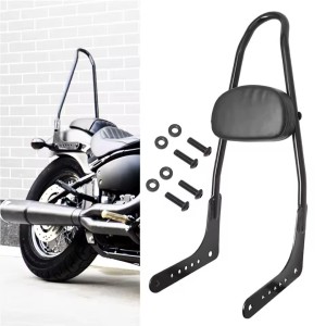 RP7771-2093B Motorcycle Rear Passenger Sissy Bar Black Backrest Pad for Harley Softail Low Rider Fat Bob Breakout 2018-Later