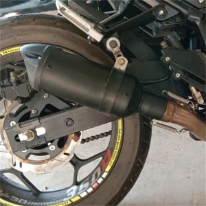 RP0520-1049B Universal Motorcycle exhaust muffler Street Slim Stainless Steel  Black