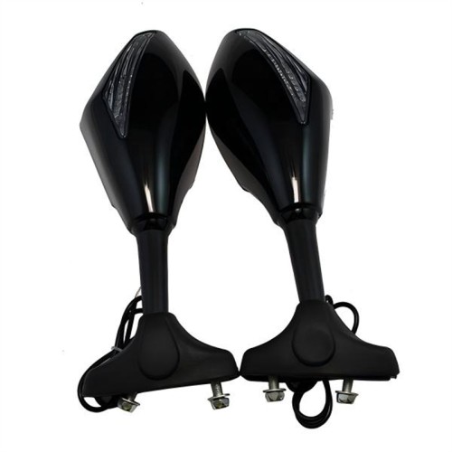 RP9980-1016 Universal Motorcycle Mirror with turn signal on outer housing and LED light on mirrored side.